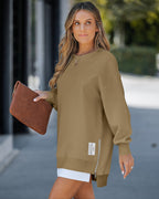 Drop-Shoulder Slit Zip Sweatshirt — Noélla Montréal