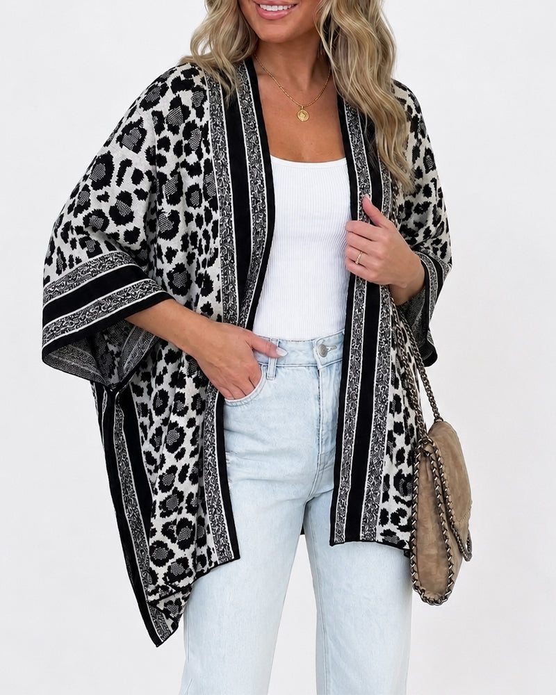 Striped Leopard Contrast Cardigan — Noélla Montréal