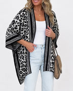 Striped Leopard Contrast Cardigan — Noélla Montréal