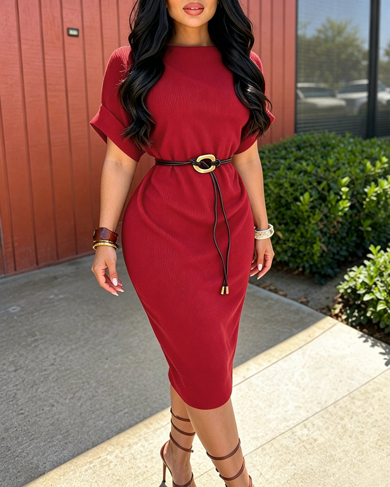 Ribbed Mock-Neck Midi Dress — Noélla Montréal