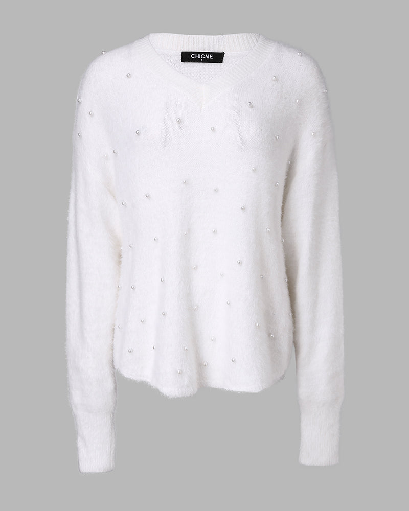 Beaded V-Neck Sweater