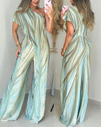 Colorblock Abstract-Print One-Shoulder Jumpsuit