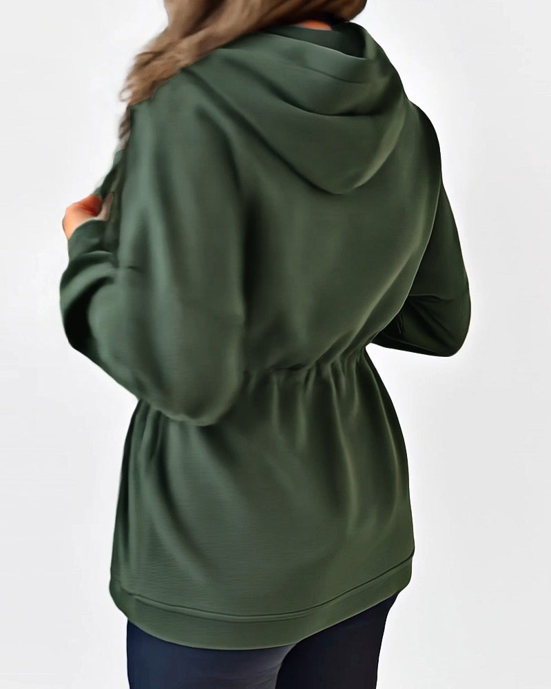 Hooded Drawstring Pocket Cardigan