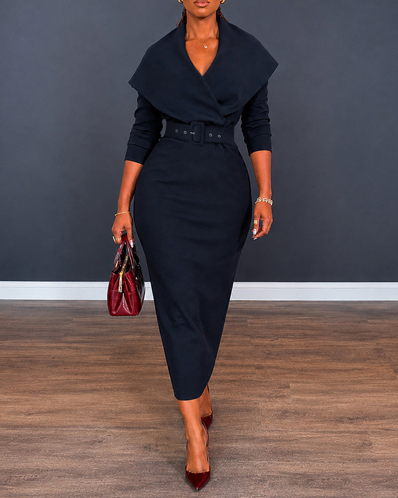 V-Neck Wrap Slit Midi Dress — Noélla Montréal