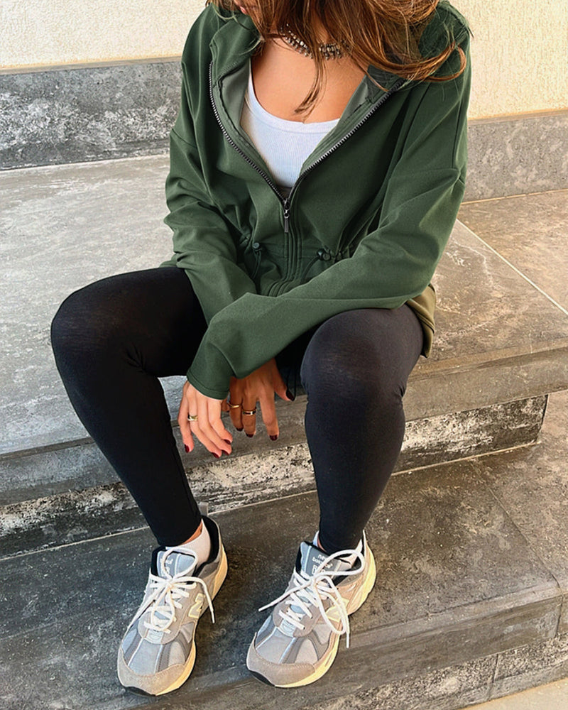 Hooded Drawstring Pocket Cardigan — Noélla Montréal