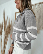 Colorblock Striped Half-Zip Sweater