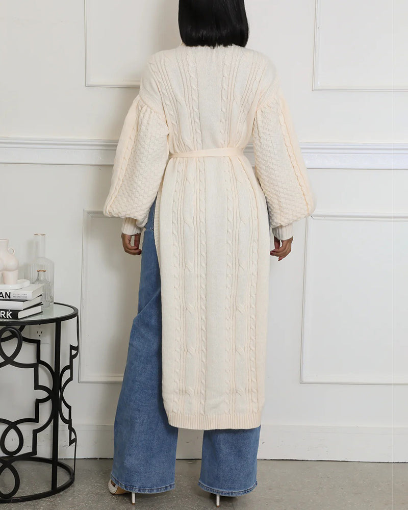 Textured Lantern-Sleeve High-Neck Sweater — Noélla Montréal