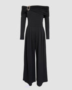 Off-Shoulder Ruched Wide-Leg Jumpsuit