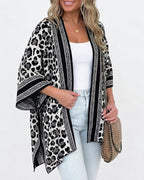 Striped Leopard Contrast Cardigan — Noélla Montréal