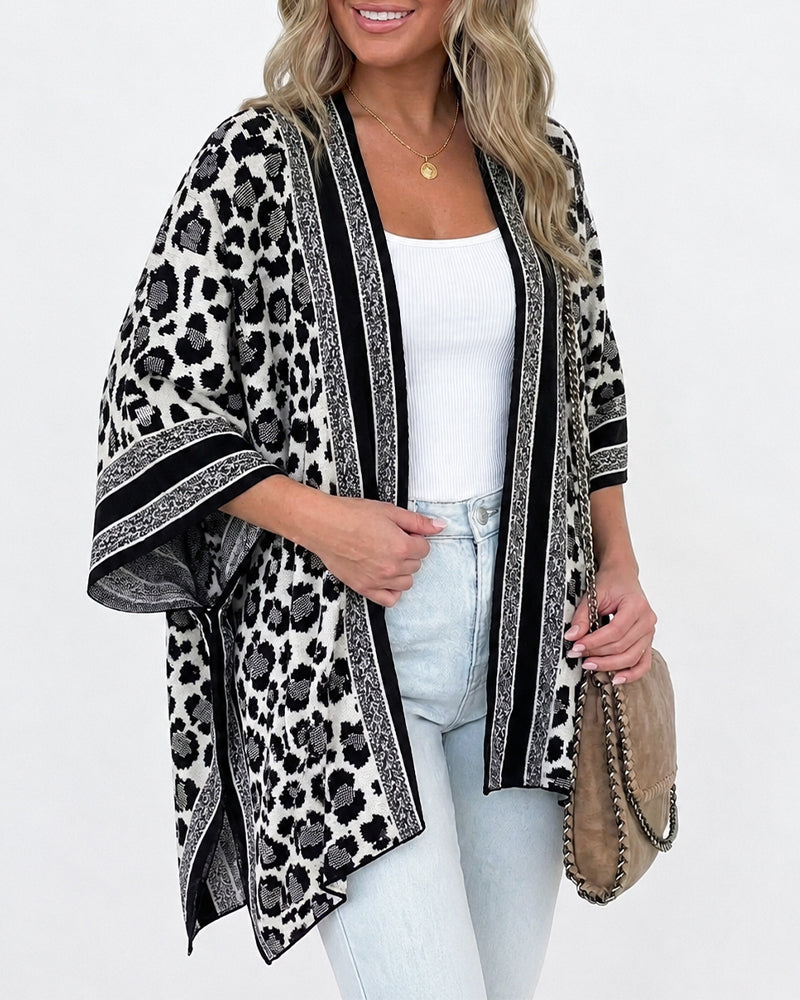 Striped Leopard Contrast Cardigan — Noélla Montréal