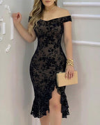 Floral Off-Shoulder Ruffle Dress