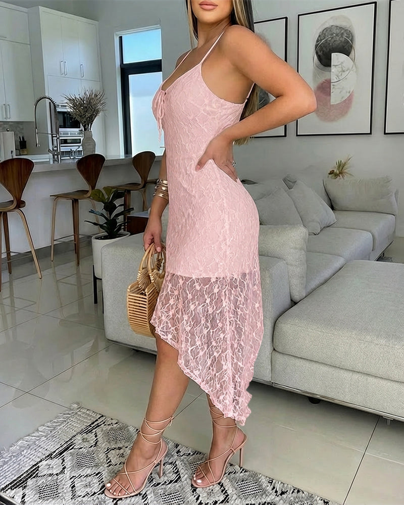 Lace Textured V-Neck Dress