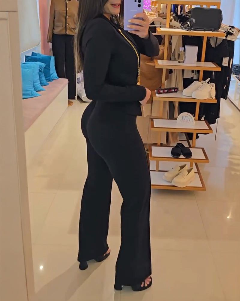 V-Neck Slit Chain Jumpsuit
