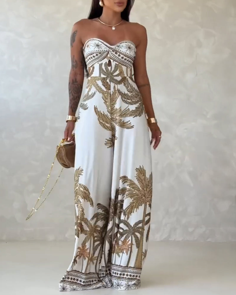 Backless Wide-Leg Cutout Jumpsuit