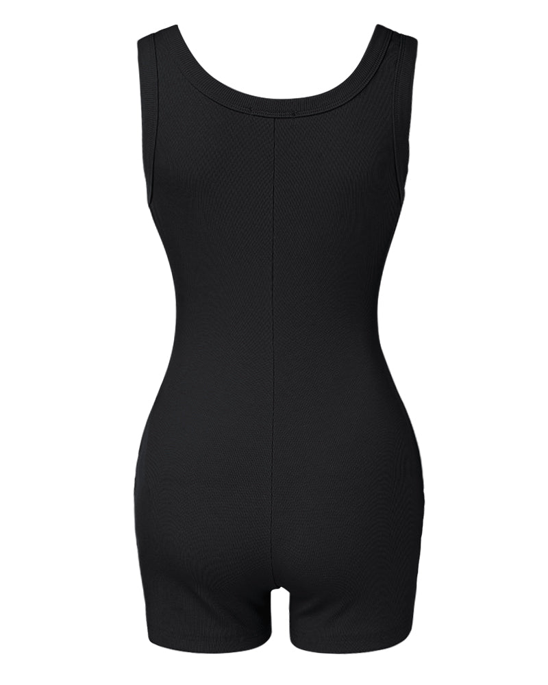 Ribbed U-Neck Romper