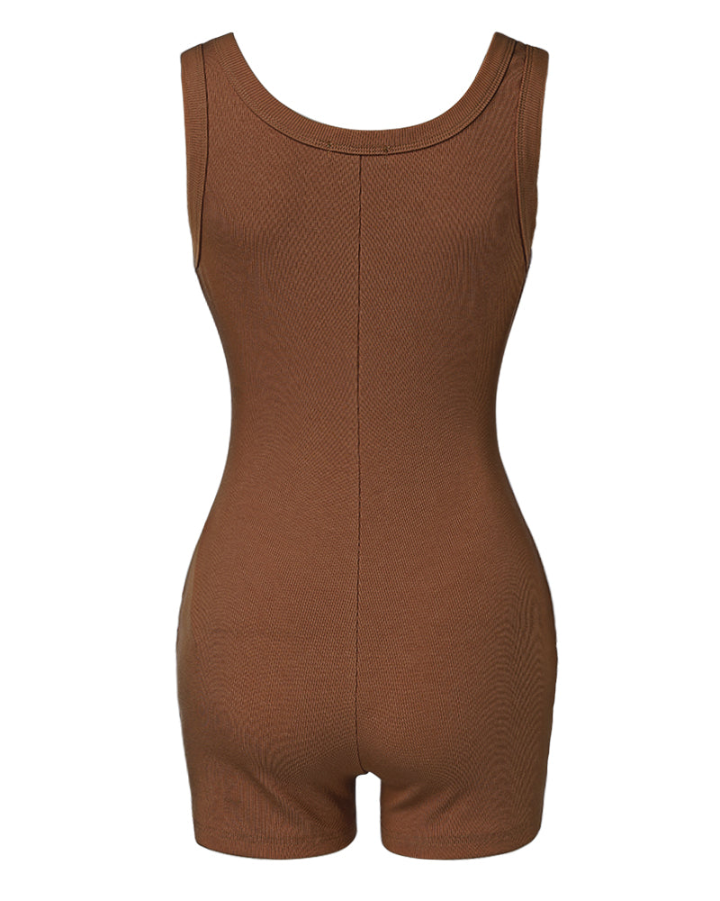 Ribbed U-Neck Romper