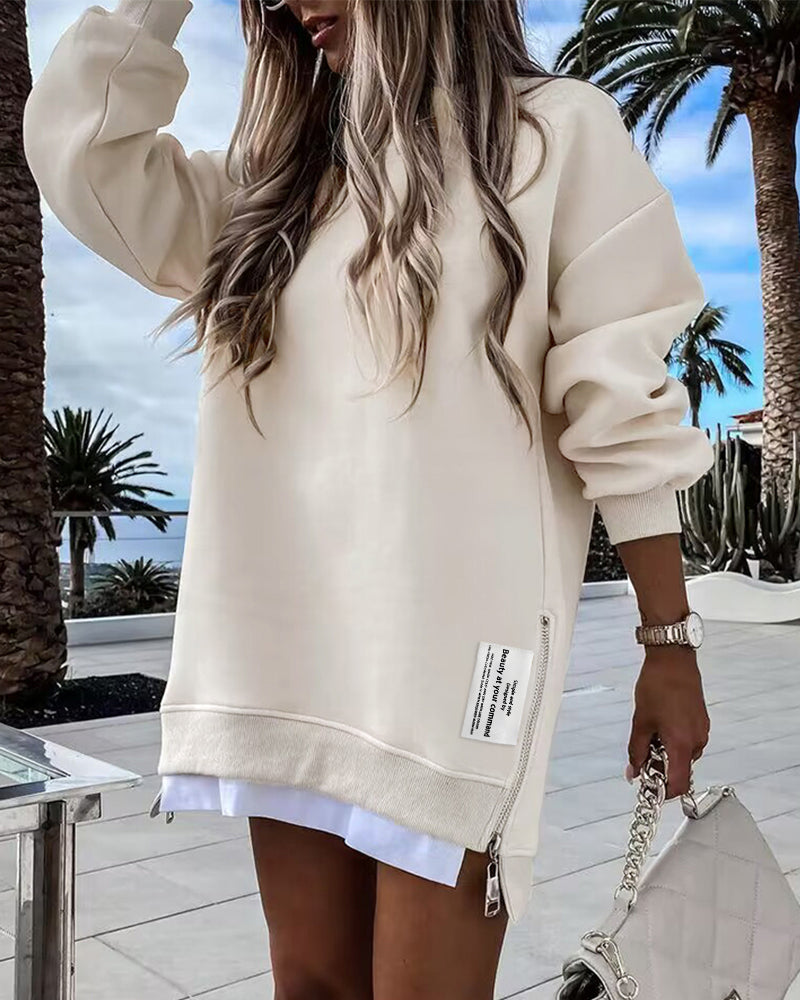 Drop-Shoulder Slit Zip Sweatshirt — Noélla Montréal