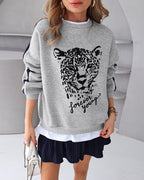 Leopard Graphic Contrast Sweatshirt