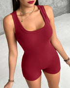 Ribbed U-Neck Romper