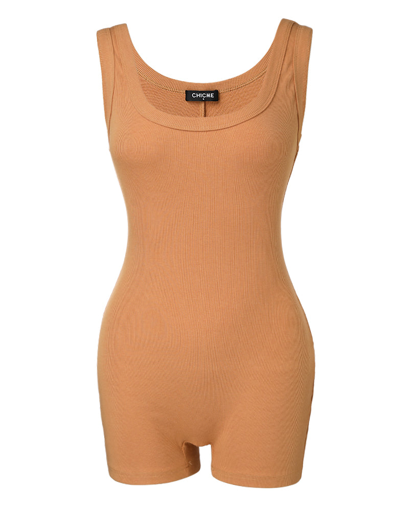 Ribbed U-Neck Romper