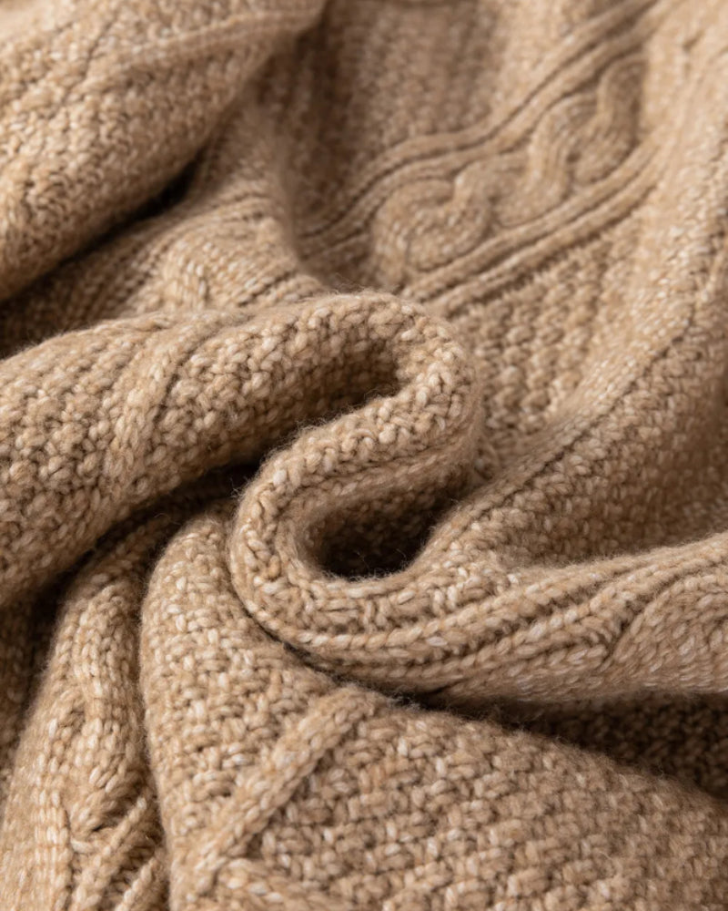 Cable-Knit Drop-Shoulder Sweater