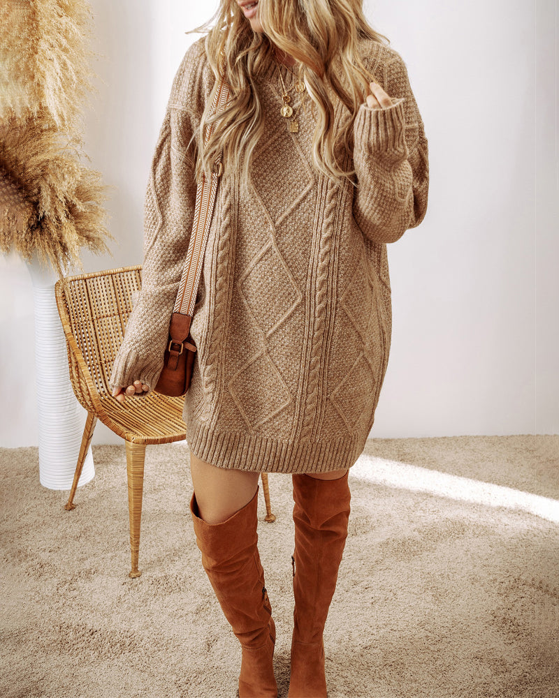 Cable-Knit Drop-Shoulder Sweater