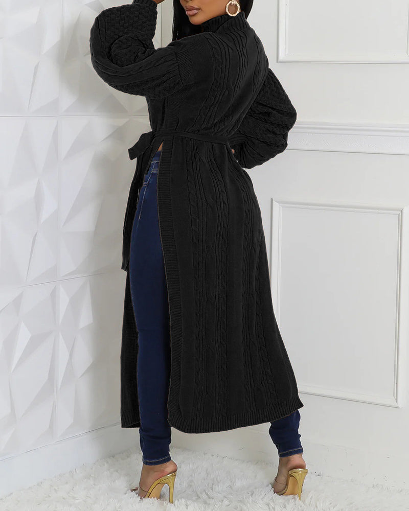 Textured Lantern-Sleeve High-Neck Sweater — Noélla Montréal
