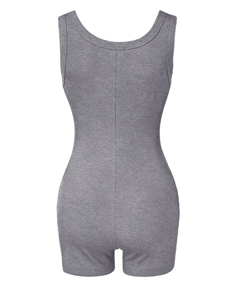 Ribbed U-Neck Romper
