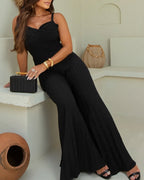 Backless Shirred Wide-Leg Jumpsuit