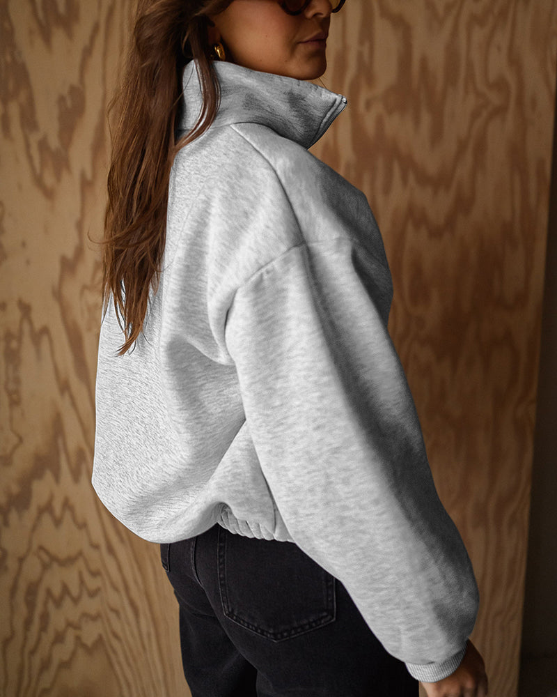 Drop-Shoulder Pocket Zip Sweatshirt