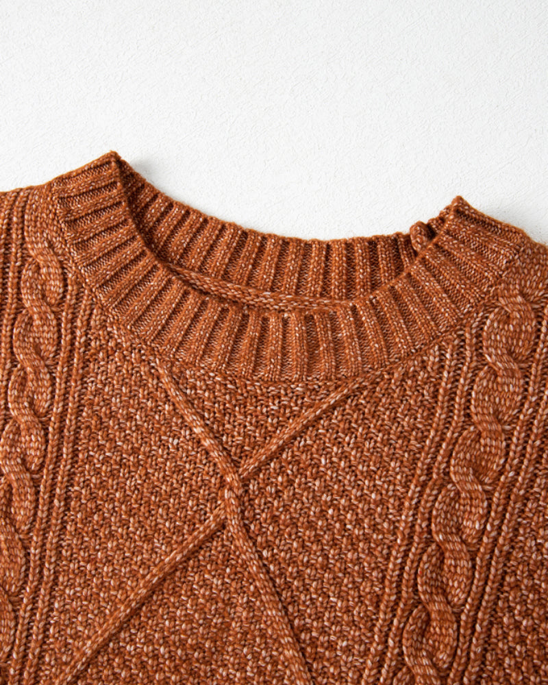 Cable-Knit Drop-Shoulder Sweater