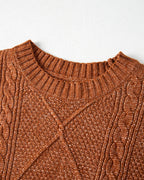 Cable-Knit Drop-Shoulder Sweater