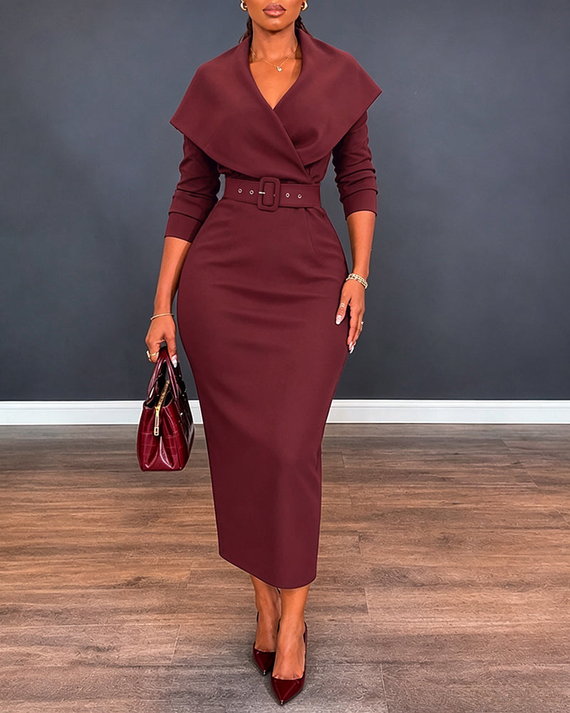 V-Neck Wrap Slit Midi Dress — Noélla Montréal