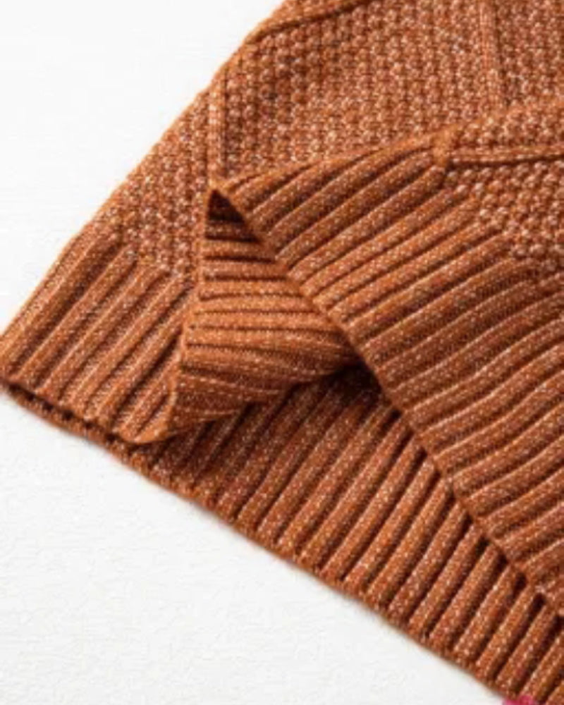 Cable-Knit Drop-Shoulder Sweater