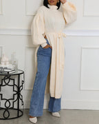 Textured Lantern-Sleeve High-Neck Sweater — Noélla Montréal