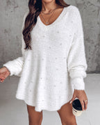 Beaded V-Neck Sweater