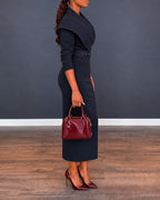 V-Neck Wrap Slit Midi Dress — Noélla Montréal