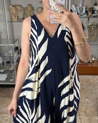 V-Neck Ruched Wide-Leg Jumpsuit