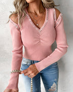 Rhinestone Ruched Sweater