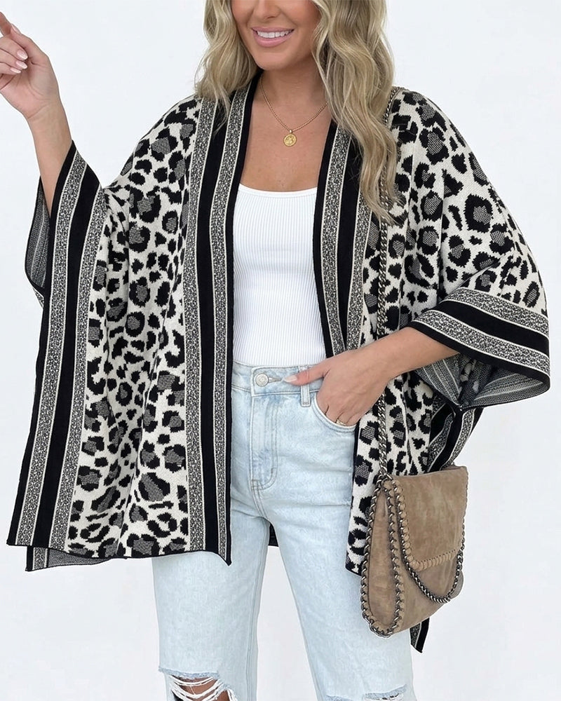 Striped Leopard Contrast Cardigan — Noélla Montréal