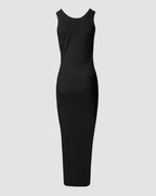 Ribbed Ruched Drawstring Maxi Dress