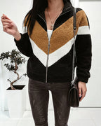 Faux Shearling Colorblock Zip-Up Coat — Noélla Montréal