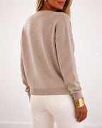Gold-Button V-Neck Pocket Cardigan — Noélla Montréal