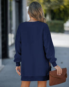 Drop-Shoulder Slit Zip Sweatshirt