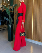 One-Shoulder Mock-Neck Wide-Leg Jumpsuit — Noélla Montréal