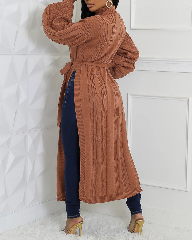 Textured Lantern-Sleeve High-Neck Sweater — Noélla Montréal