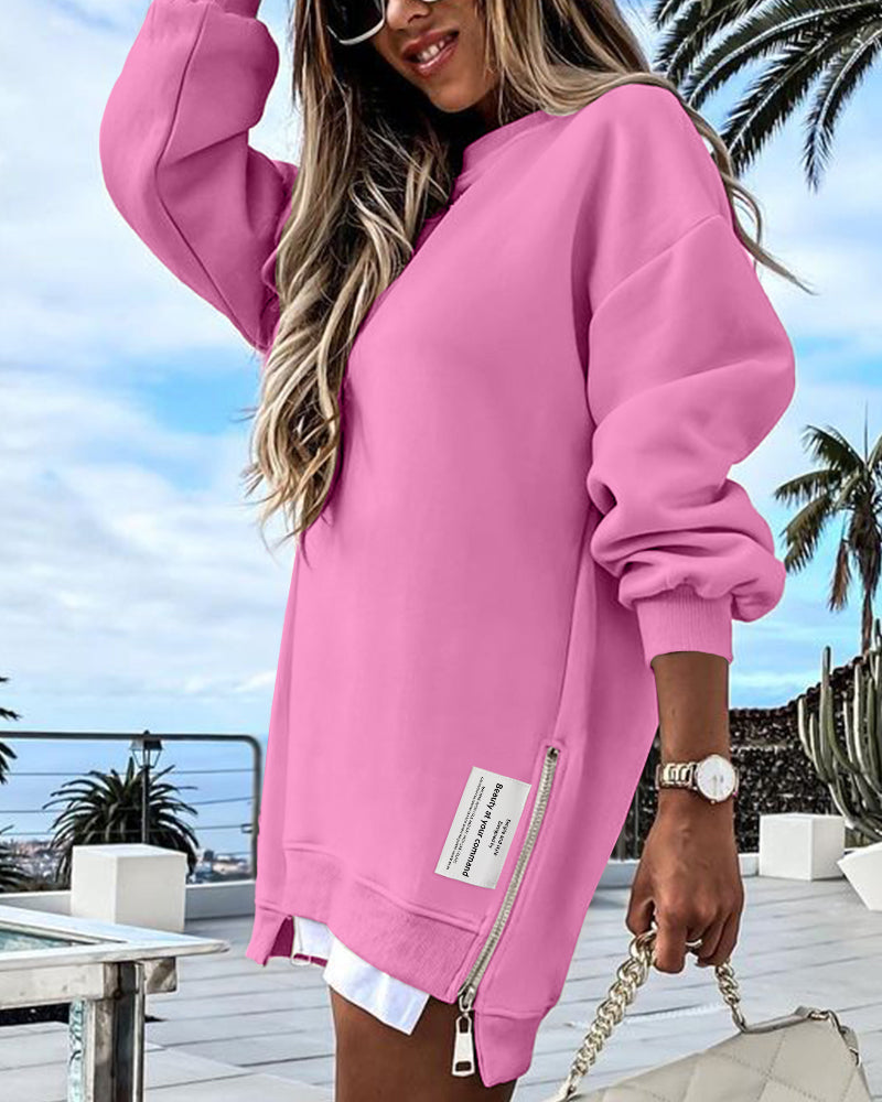 Drop-Shoulder Slit Zip Sweatshirt — Noélla Montréal