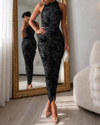 Floral Mock-Neck Ruched Midi Dress — Noélla Montréal