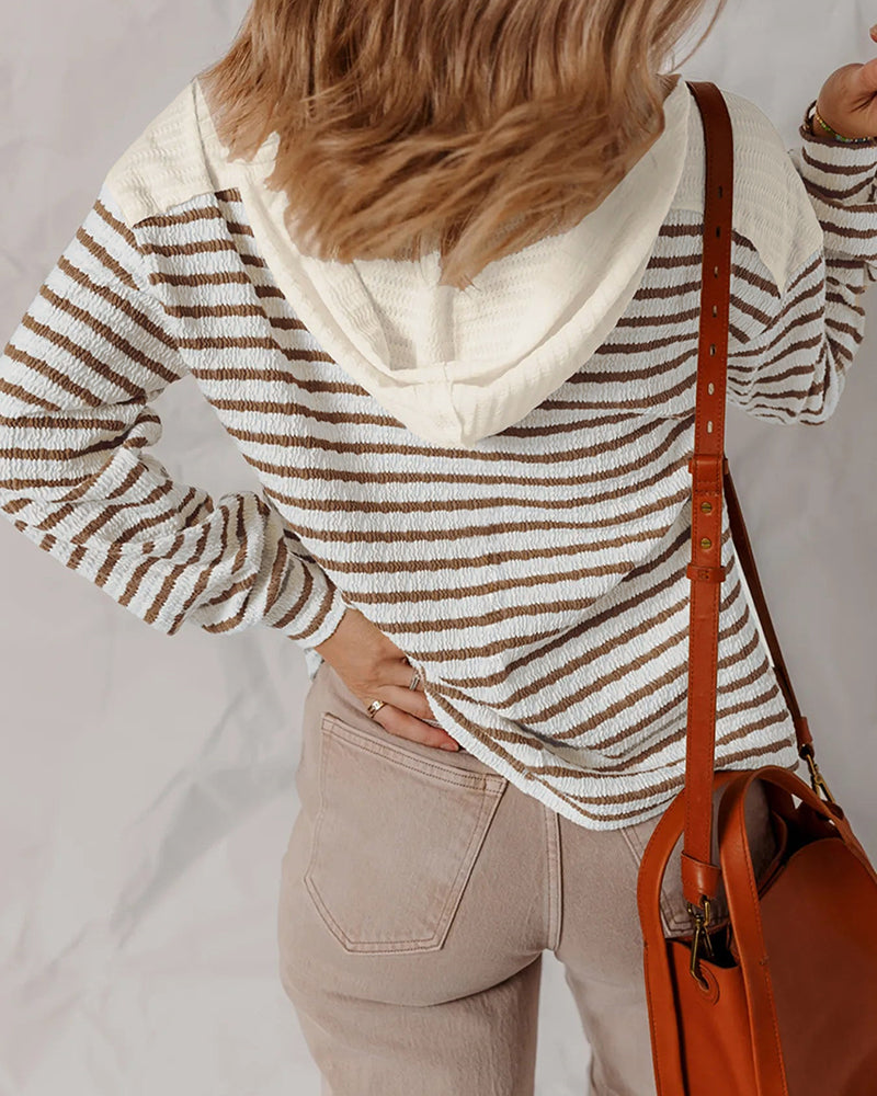 Colorblock Striped V-Neck Sweatshirt