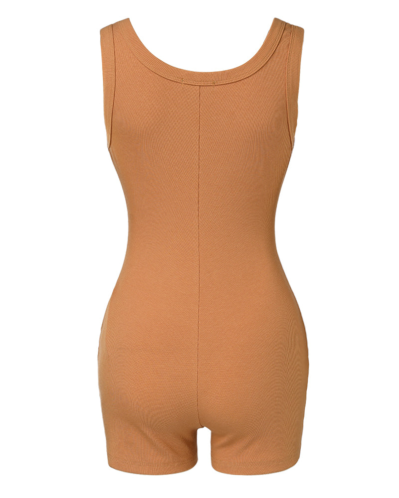 Ribbed U-Neck Romper